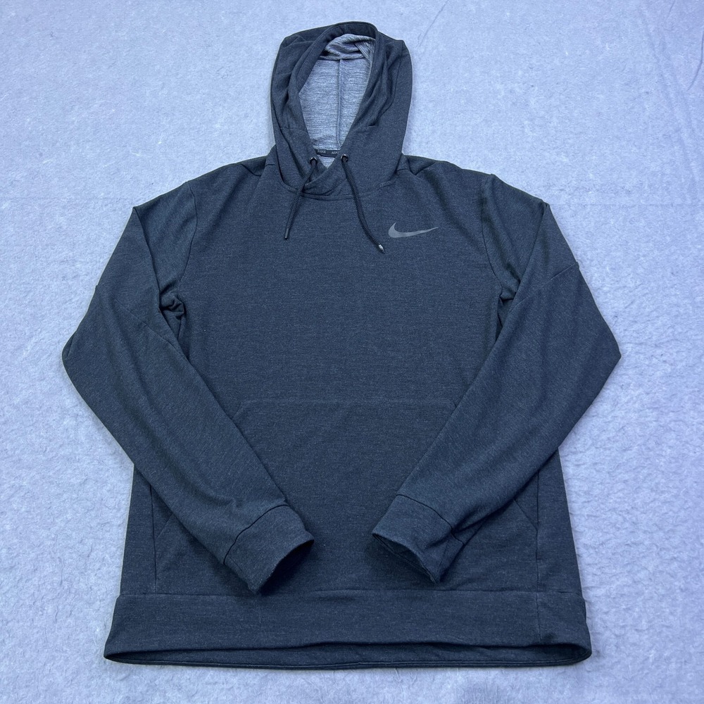 Nike Hoodie Men's Large Gray Tech Dri-Fit Swoosh Pullover‎ Sweatshirt 849872